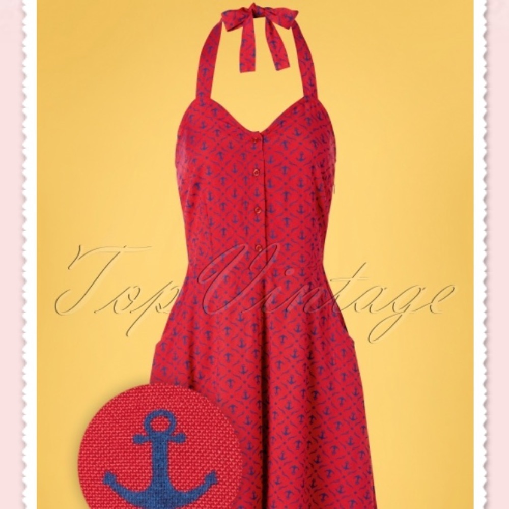 Rare Pretty Vacant Candy Anchor Halter Dress